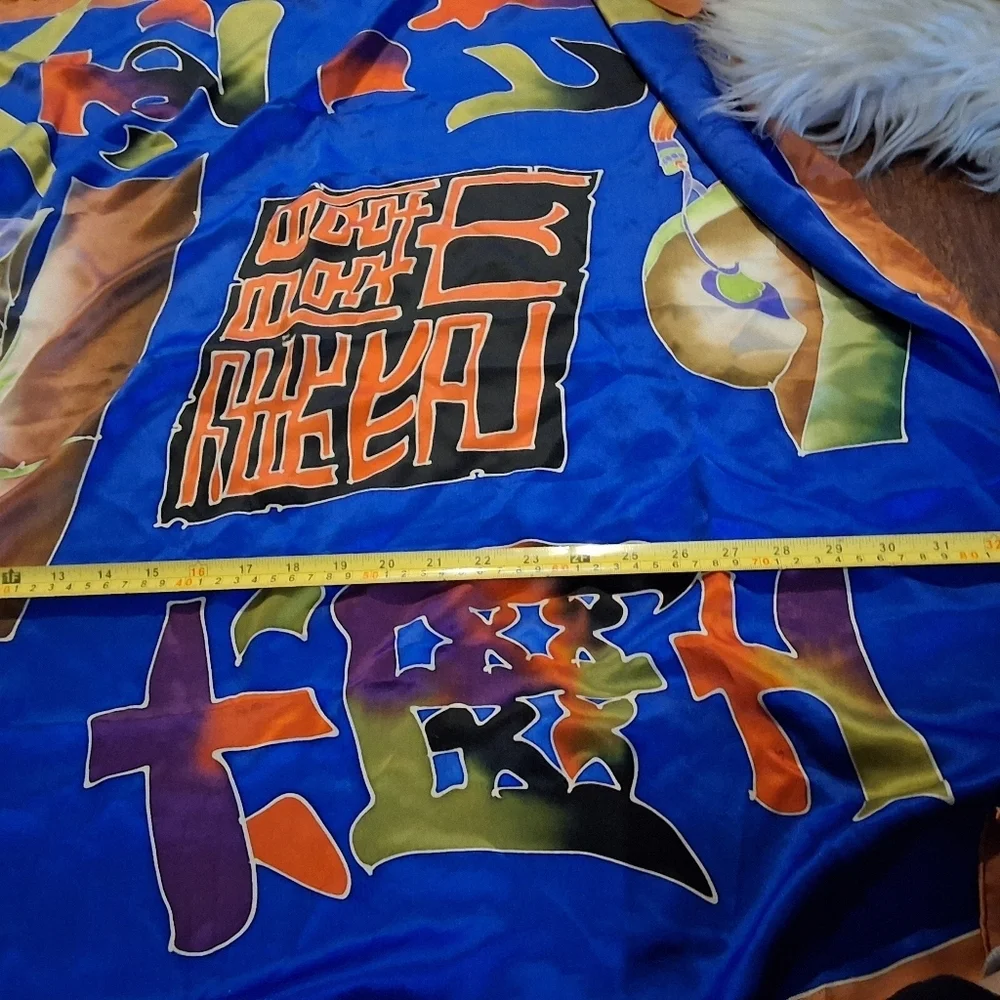 Chinese Character Silk Large Vibrant Color  Scarf
